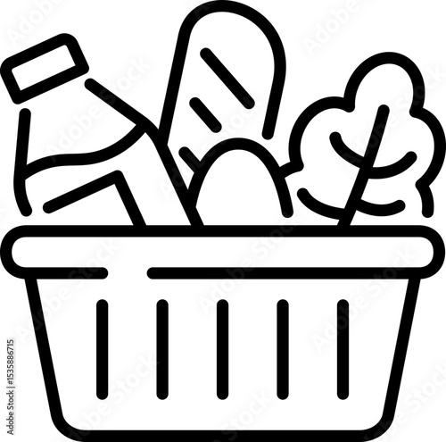 Grocery basket icon full - Editable Stroke SVG, fully scalable.