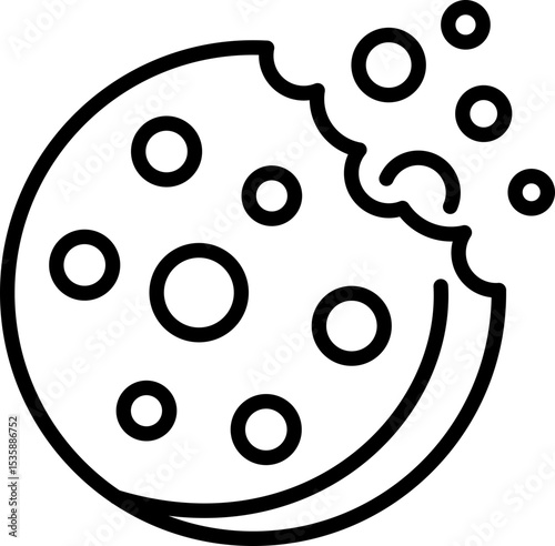 Cookie icon with crumbs - Editable Stroke SVG, fully scalable.