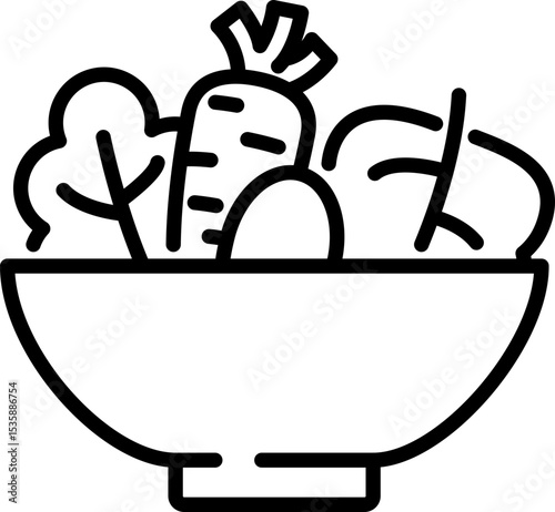 Salad bowl icon - Editable Stroke SVG, fully scalable.