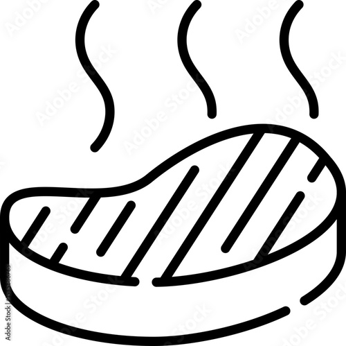 Grilled steak icon - Editable Stroke SVG, fully scalable.