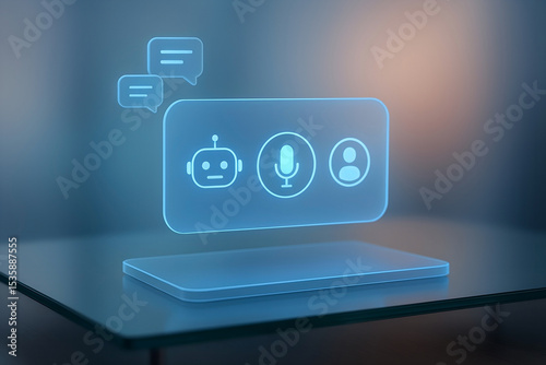 Futuristic ui concept illustrating ai chatbot voice assistant and user interaction on a digital interface