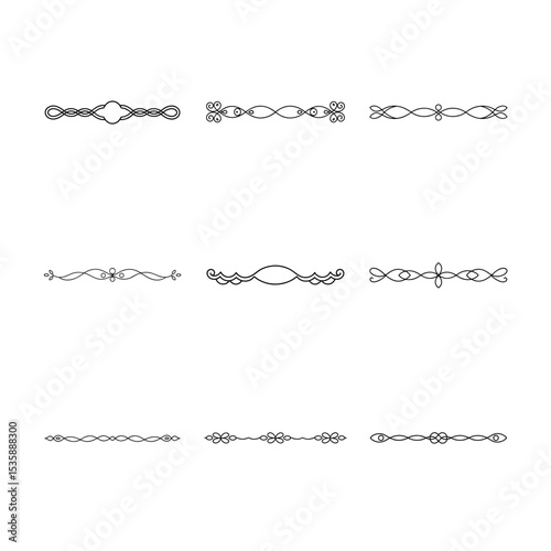 Collection of Nine Elegant and Decorative Black Line Dividers