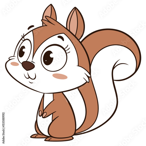 Cute Cartoon Squirrel Illustration with Bushy Tail