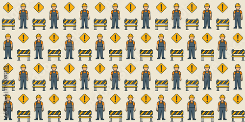 Construction workers and signs design