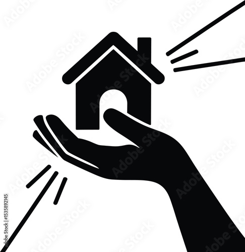 Hand holding house representing home protection insurance shelter charity and support