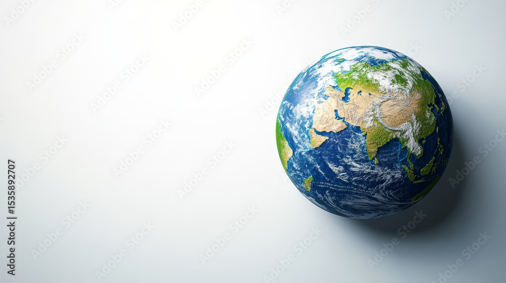 Fototapeta premium Stylized 3D vector of Earth on a white background, promoting themes like environmental awareness and Earth Day