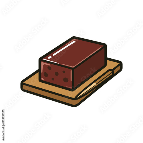 フラットデザインの羊羹（ようかん）イラスト｜楊枝付き・和菓子素材