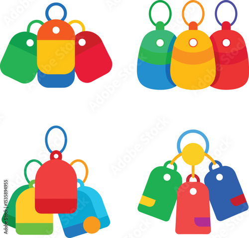 set of colorful tags