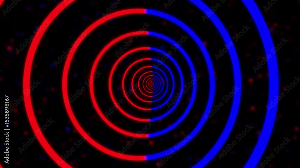 Multicolored graduated circles on a cc ball background animation . Abstract Tunnel .on black background. Mesmerizing Spiral Pattern in Vibrant.