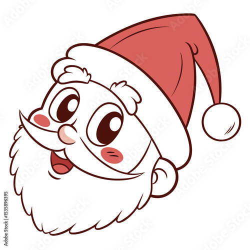 Santa Claus Head Illustration With Warm Smile and Rosy Cheeks