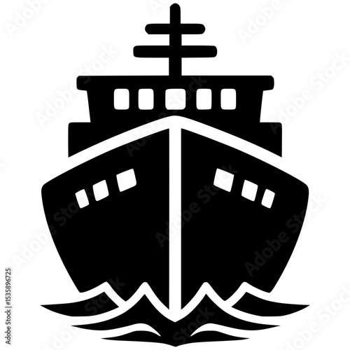 Vector of a large cargo ship sailing through calm waters