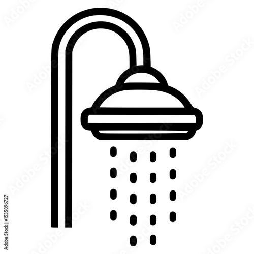 Modern showerhead design with water droplets flowing down freely