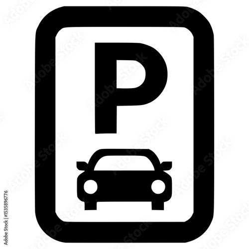 Parking sign design with a clear symbol for vehicle parking