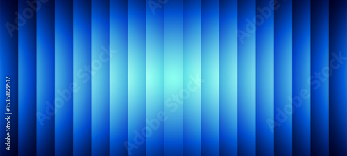 Blue vertical stripes with a bright central glow. Abstract gradient background for digital display, website, and commercial presentation. Vector graphics.