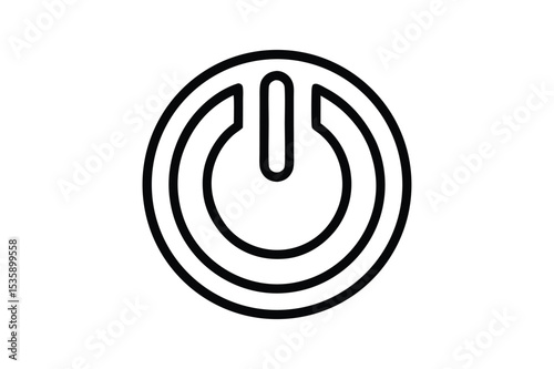High-Resolution Power Button Icon, Black and White Vector Graphic for Digital Interfaces