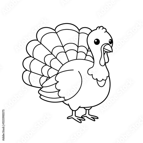 Cartoon turkey illustration for coloring pages  