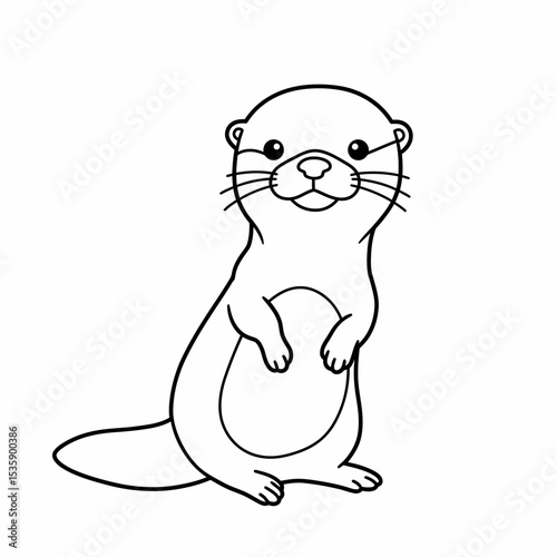 Cute cartoon otter standing with a playful expression  
