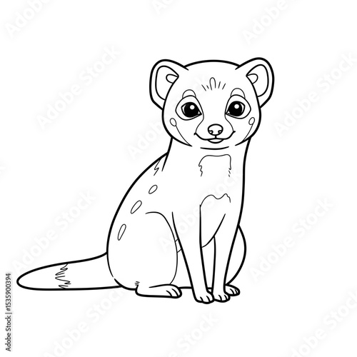 Cute cartoon ferret sitting with a friendly expression outlined  