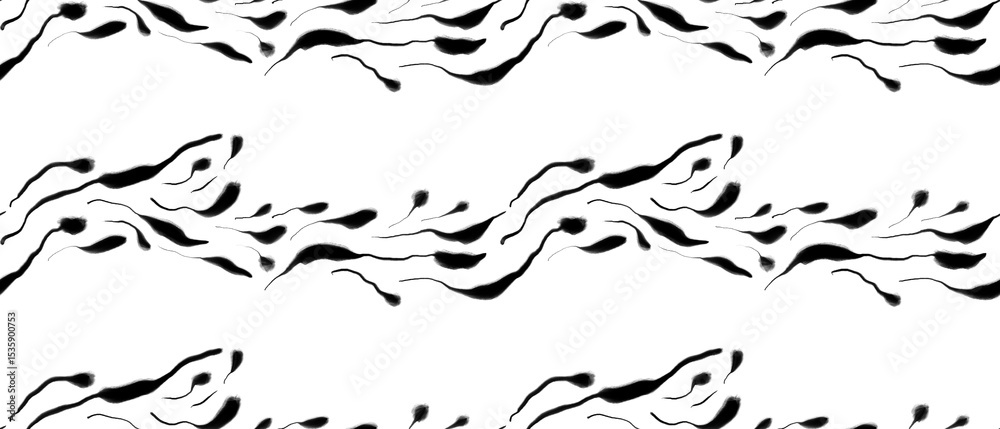 Fototapeta premium Seamless abstract textured pattern. Simple background with black, white texture. Digital brush strokes. Lines. Design for textile fabrics, wrapping paper, background, wallpaper, cover.