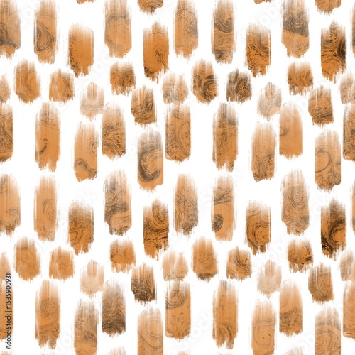 Seamless abstract textured pattern. Black, orange stains on white. Digital brush strokes. Design for textile fabrics, wrapping paper, background, wallpaper, cover. Illustration.