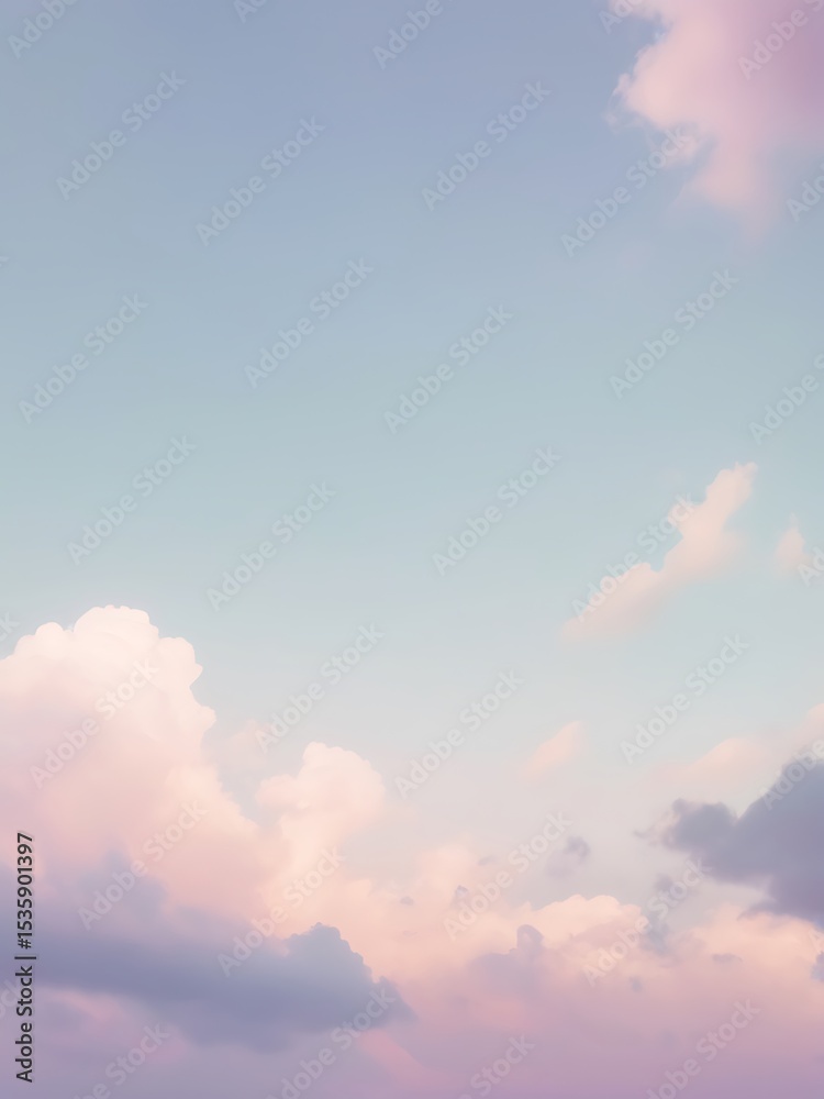 Obraz premium Beautiful Pastel Sky Background with Soft Clouds - Sunrise or Sunset Sky Scene