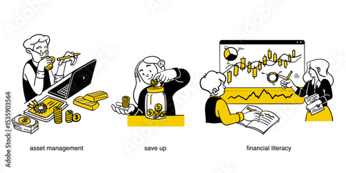 Finance and investment related vector illustrations.