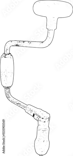 Old rusty handdrill line art