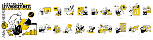 Finance and investment related vector illustrations.