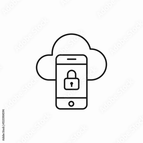 cloud phone lock safety icon sign vector