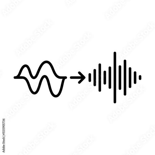 Artificial Intelligence sound wave transformation vector icon