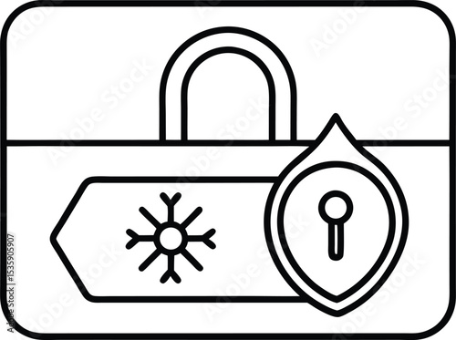 Mobile banking app ui vector Line art illustration Freeze Card UI with Lock Icon and Action Button
