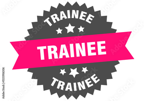 trainee. trainee round pink label isolated on transparent background