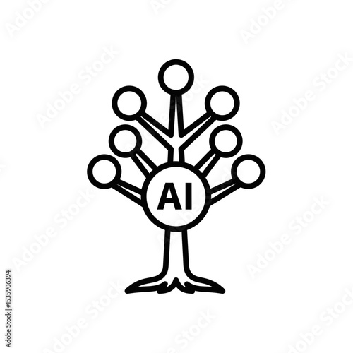 Artificial Intelligence tree icon representing technology and...