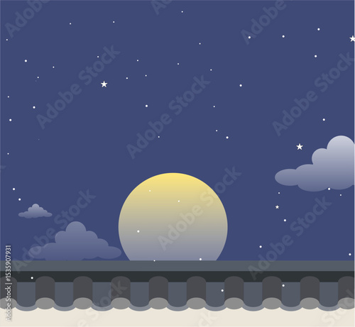 Night landsccape with fullmoon