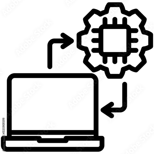 Correlation mini illustration black outline icon, use for machine learning, education, industry, UI, UX kit, app and web development, digital or print.