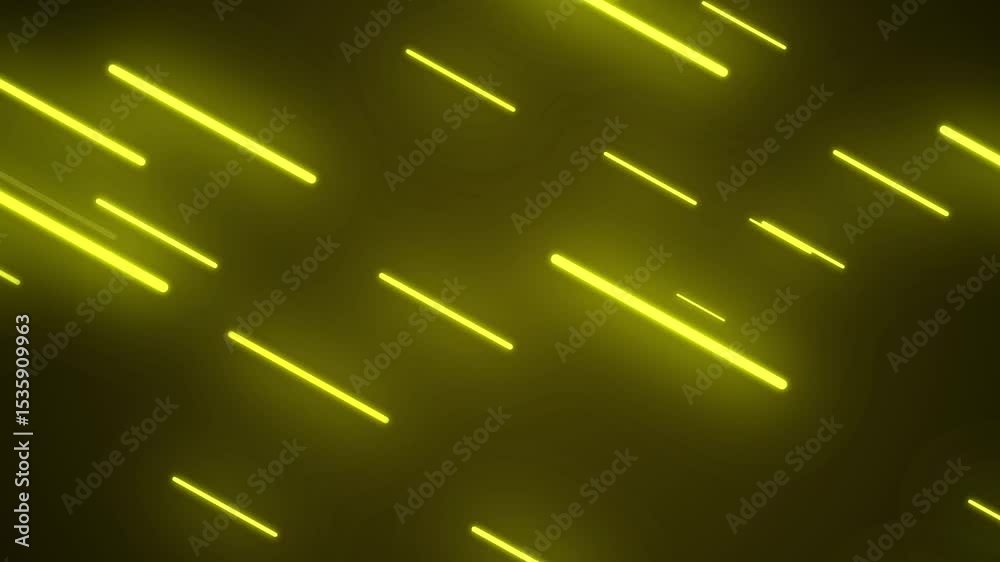 Abstract black background with glowing neon yellow laser lines. minimalist Seamless loop animation