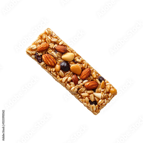 Crunchy Granola Bar with Nuts and Oats Isolated on Transparent Background, png