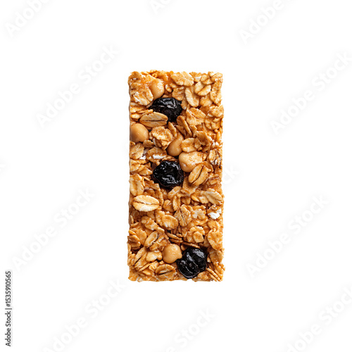 Textured Granola Energy Bar for Fitness and Nutrition Visuals,  Isolated on Transparent Background, png