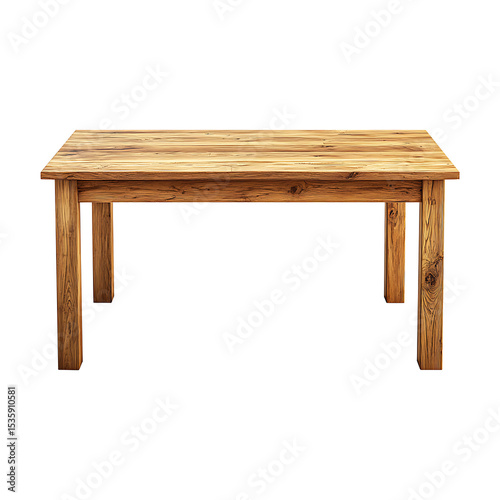 Minimalist Wooden Table with Natural Grain Isolated on Transparent Background, png