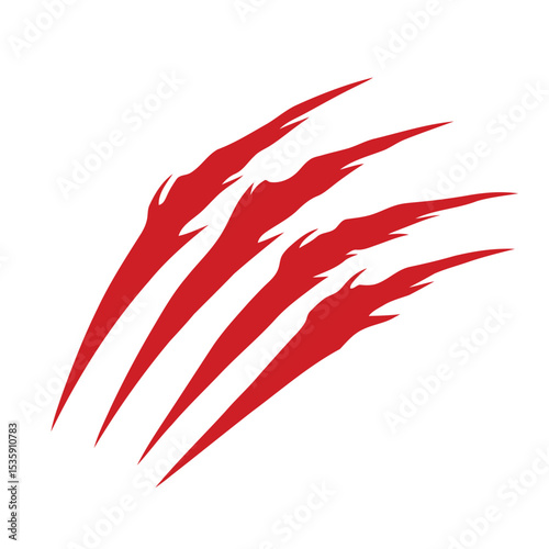 Scary Animal Claws Red Scratch Marks Vector Illustration