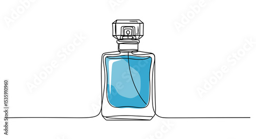 Blue perfume bottle for beauty products and aroma branding