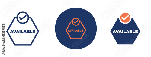 set of colored pixel perfect Available icon 3, 1 silhouette, 1 unexpanded, Icon of available status with mobile and green check.