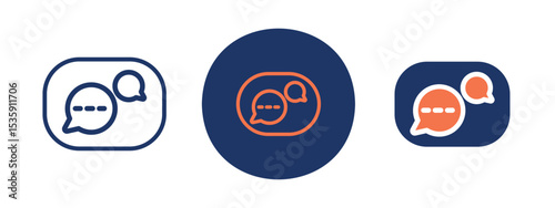 set of colored pixel perfect Chat icon 3, 1 silhouette, 1 unexpanded, Two-way chat icon symbolizing instant messaging.