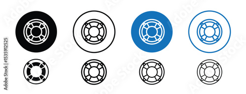 set of colored pixel perfect Lifebuoy icon 2, 1 silhouette, 1 unexpanded, Detailed life preserver icon showing life-saving equipment.