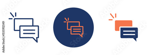 set of colored pixel perfect Live chat icon 3, 1 silhouette, 1 unexpanded, Speech bubbles with headset icon for direct user communication.