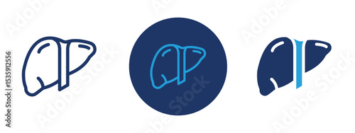 set of colored pixel perfect Liver icon 1, 1 silhouette, 1 unexpanded, Liver icon symbolizing digestive organ and healthcare concept.