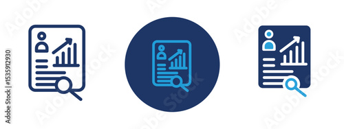 set of colored pixel perfect Performance Review icon 1, 1 silhouette, 1 unexpanded, Graph and checklist, representing employee performance evaluation.
