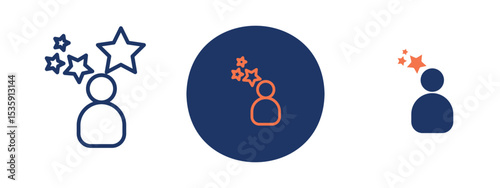 set of colored pixel perfect Professional icon 3, 1 silhouette, 1 unexpanded, Employee profile icon representing a professional individual.