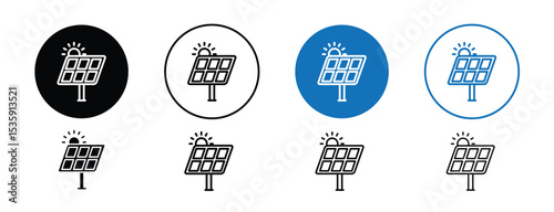 set of colored pixel perfect Solar panel icon 2, 1 silhouette, 1 unexpanded, Solar panel with sun icon representing renewable energy.