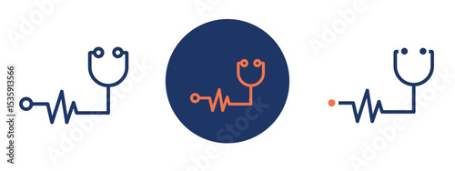 set of colored pixel perfect Stethoscope icon 3, 1 silhouette, 1 unexpanded, Detailed stethoscope icon for diagnostics and medical exams.